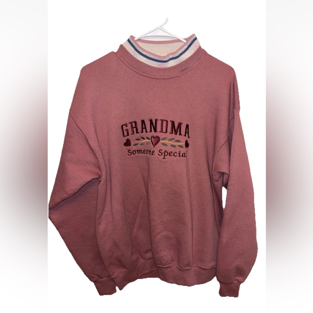 Oarsman 913 Rose Sweatshirt Grandma Embroidered Size L VTG VGUC Grannycore